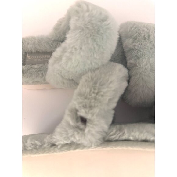 UGG Koolaburra Plush 9 Sage Green Double-Strap Faux Fur Slides New W/O Box Cozy - Picture 2 of 10